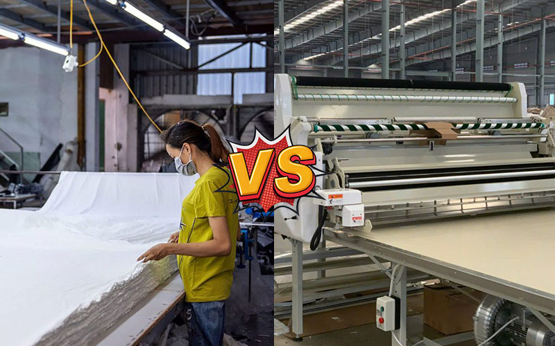 So sánh máy trải vải tự động và trải vải thủ công